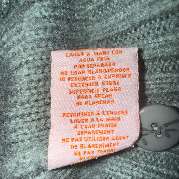 Hearts of palm soft sage Green Cable Knit Sweater with ball dots Size Small GUC - Picture 10 of 14